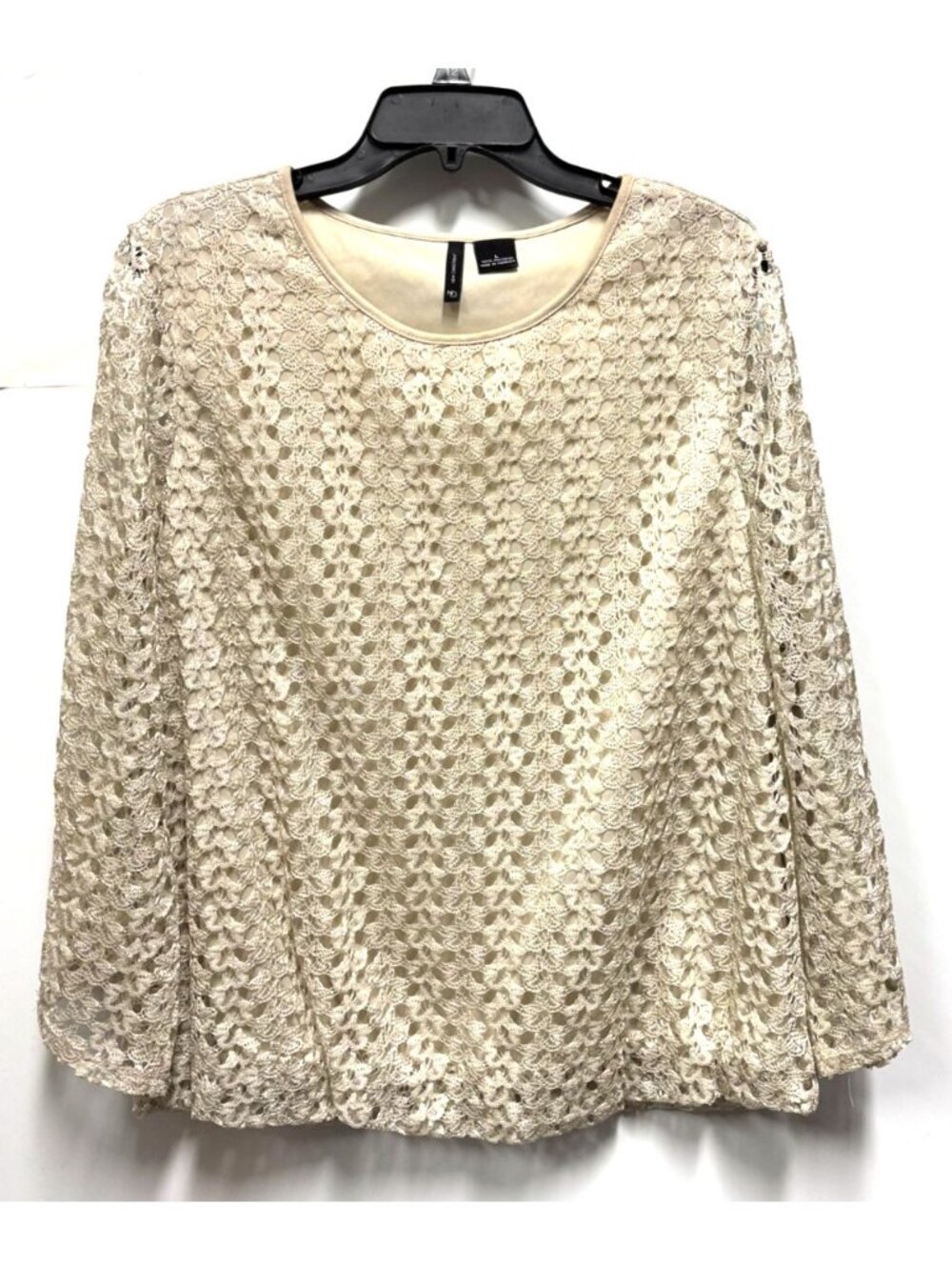 Beige Lace Top Sz Large Women's 3/4 Sleeves by New Directions